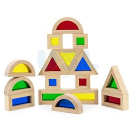 Large Color Blocks 16 pcs Set - Wooden Blocks Solid Wood