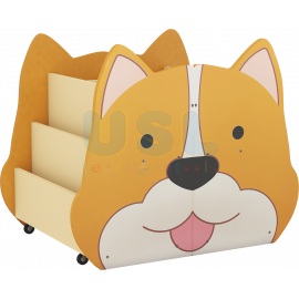 Movable Wooden Bookcase - Shiba Inu