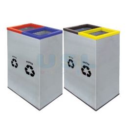 Stainless Steel & Powder Coating Recyle Bin (2 in 1) - Size : 400(W) x 300(D) x 760(H)mm