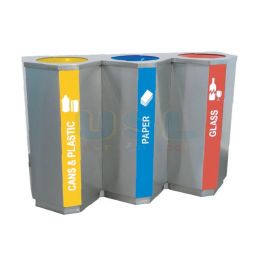 Stainless Steel Recycle Bin c/w Inner Liner (3 Compartment) - Size : 1200(W) x 400(D) x 800(H)mm