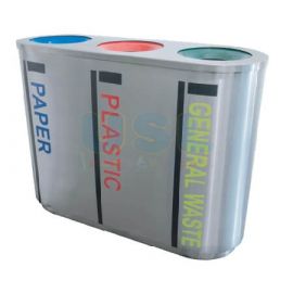Stainless Steel Recycle Bin (3 Compartment) - 1076(W) x 380(D) x 800(H)mm