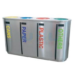Stainless Steel Recycle Bin (4 Compartment) - 1424(W) x 380(D) x 800(H)mm