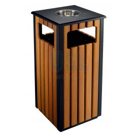 Powder Coating & Artificial Wood Bin c/w Ashtray Top & Inner Liner 