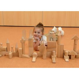 Build-My-Castle 124 Piece Beech Wood Building Blocks