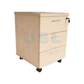 Mobile Pedestal 3 Drawer (Full Maple)