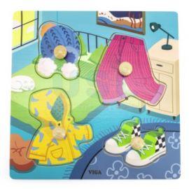 Wooden Knob Puzzle - Clothes
