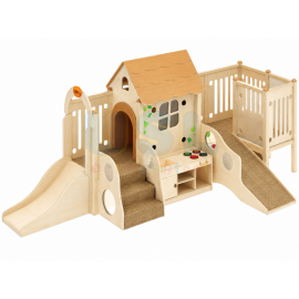 Indoor Playing Set B – House & Loft Wooden Playground