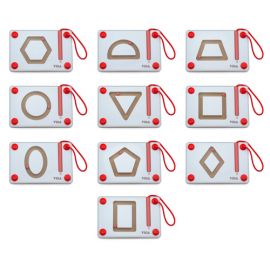 Magnetic Writing Board - Geometric Shape Set (10 Pcs)| Wooden Number Shape Trace Board