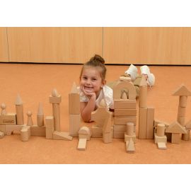 Build-My-Castle 124 Piece Beech Wood Building Blocks
