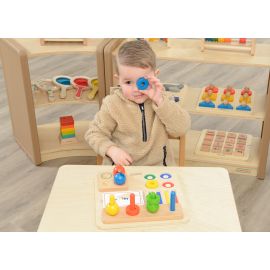 Stacking Pegs, Rings and Spheres