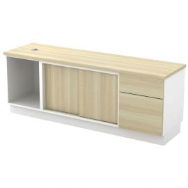 Side Cabinet (Open Shelf + Sliding Door + Fixed Pedestal 1D1F)