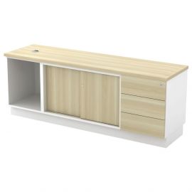 Side Cabinet (Open Shelf + Sliding Door + Fixed Pedestal 3D)